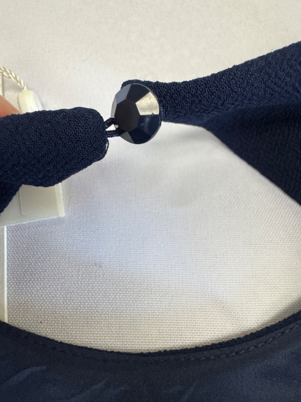 Trina Turk Whim Crochet Lace Trim Appliqué Shift Dress Navy Blue Size 16 NWT - Picture 14 of 15